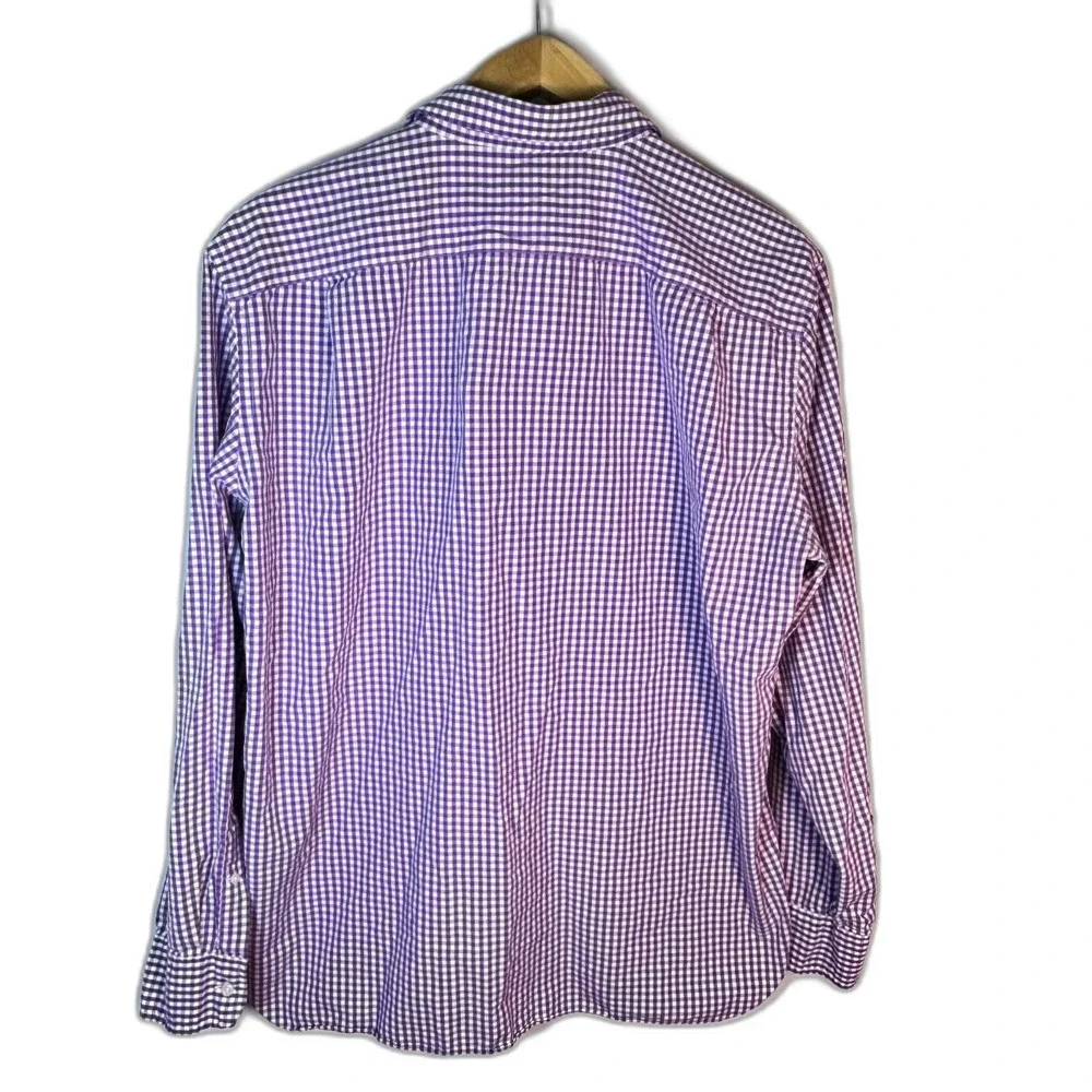 VTG Y2K J. Crew Men's Lavender White Gingham Check Button Front Shirt Size XL